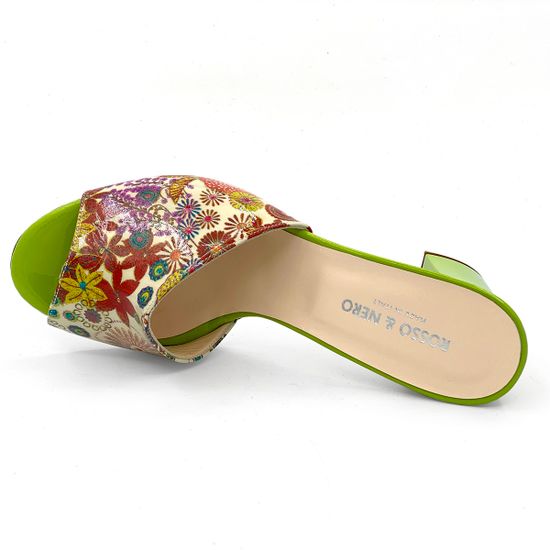 Мюли Rosso&amp;Nero лакированные салатовые расписные - фото 5, 3609 RN