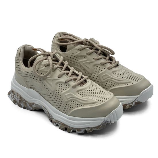 Кроссовки Nila Nila бежевые кожаные - фото 7, ET145-004 NIL BEIGE