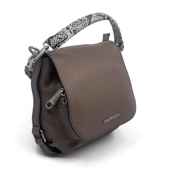 Сумка Di Gregorio коричневая кожаная с ручкой под питон - фото 2, 03237 DG AZALEA
