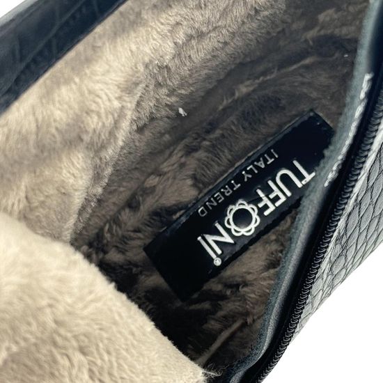 Ботильоны TUFFONI черные кожаные тиснение &quot;крокодил&quot; на байке - фото 8, 3524066LB TUF NERO