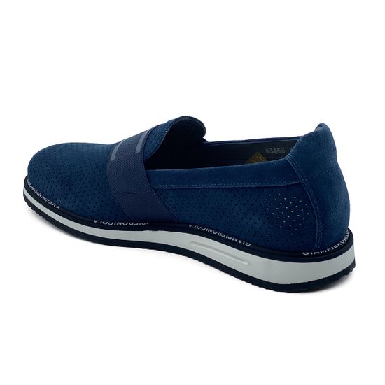 Лоферы Giampieronicola синие замшевые с перфорацией - фото 3, 