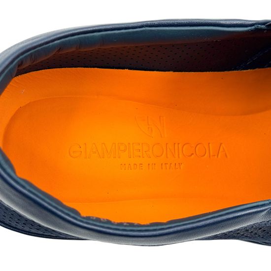 Слипоны Giampieronicola синие нубук/кожа перфорированные - фото 7, F33885B  GPN BLU