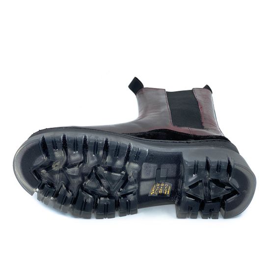 Ботинки челси Mimmu бордовые демисезонные комбинация кожи и замши - фото 4, E442E1 MIM MULBERRY