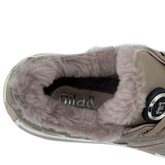 Кроссовки Nila&amp;Nila бежево-серые комбинация кожи и замши МЕХ - фото 7, 