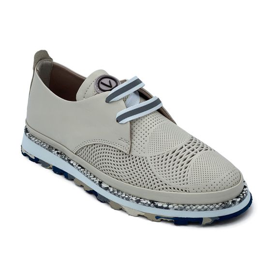 Полуботинки Lab Milano бежевые кожаные с перфорацией и шнурками - фото 2, 358225011 LAB BEIGE