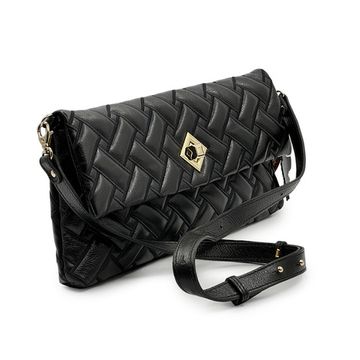 Сумка-клатч Marina Creazioni черная кожаная стеганая - фото 2, B6754 MC NERO