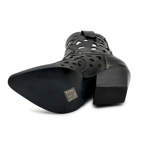 Ботинки казаки летние MIMMU черные кожаные - фото 4, M702M49 MIM NERO