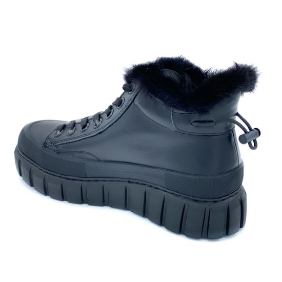 Ботинки Ilasio Renzoni черные кожаные МЕХ - фото 3, 