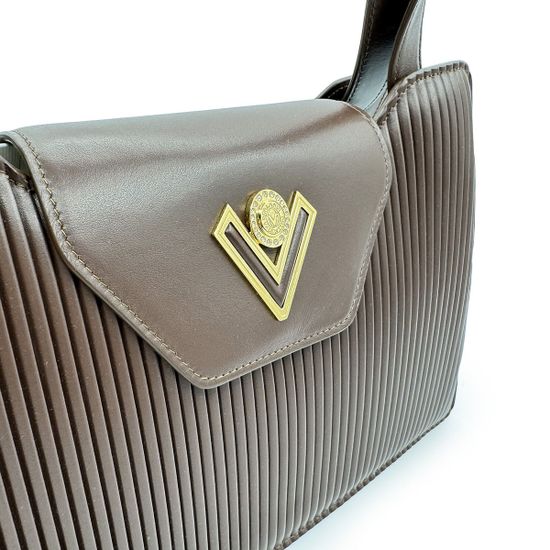 Сумка Valentino Orlandi коричневая кожаная - фото 4,