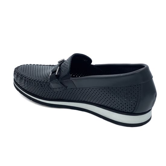 Лоферы Mario Bruni кожаные перфорированные черные - фото 3, 