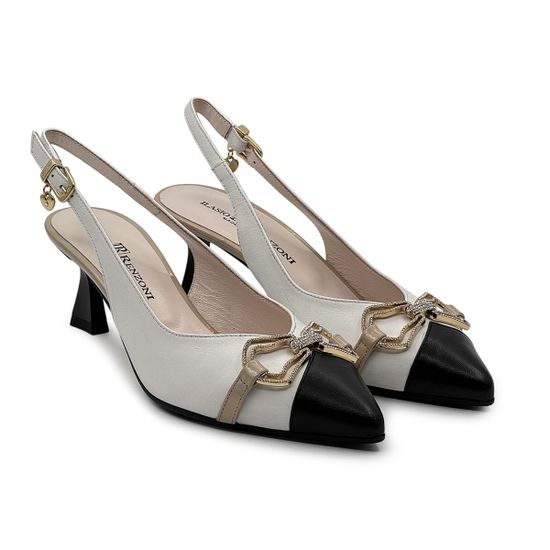 Туфли &quot;шанель&quot; Ilasio Renzoni бело-черные кожаные - фото 7, 8009 IR