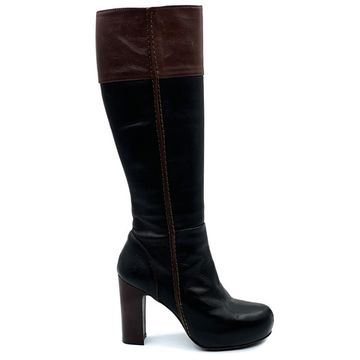 Сапоги Zamagni черно-коричневые кожаные демисезонные - фото 1, 130 ZAM