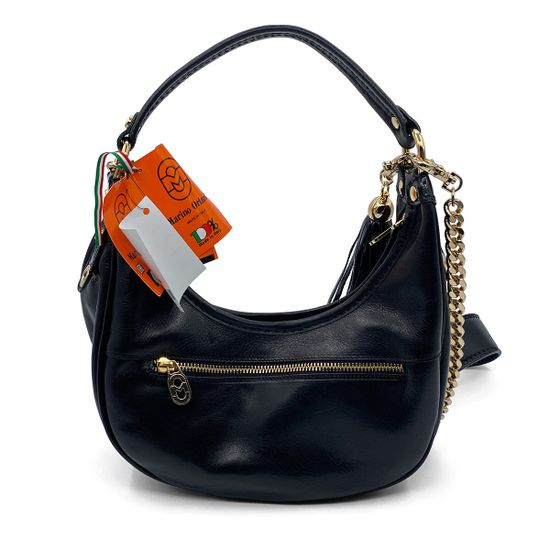 Сумка-банан Marino Orlandi  черная кожаная - фото 3, 