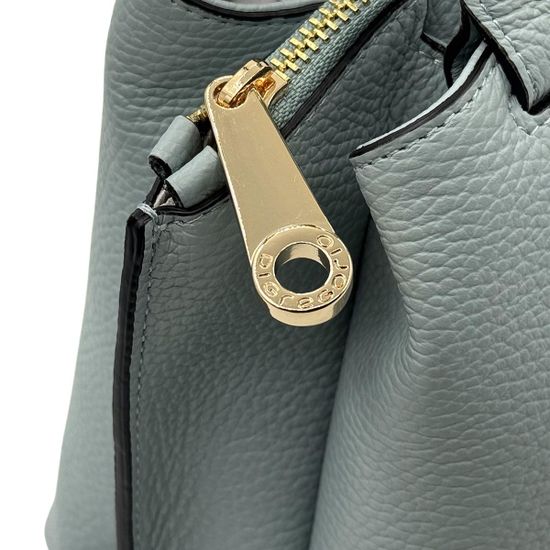 Сумка Di Gregorio серо-голубая кожаная - фото 4, 6002 DG CIELO