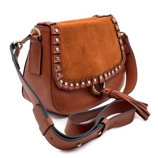 Сумочка Ripani рыжая комбинация кожи и замши - фото 3, 