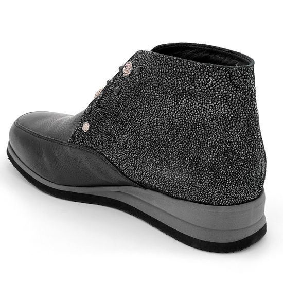 Ботинки Marzetti черные кожаные МЕХ - фото 3, 