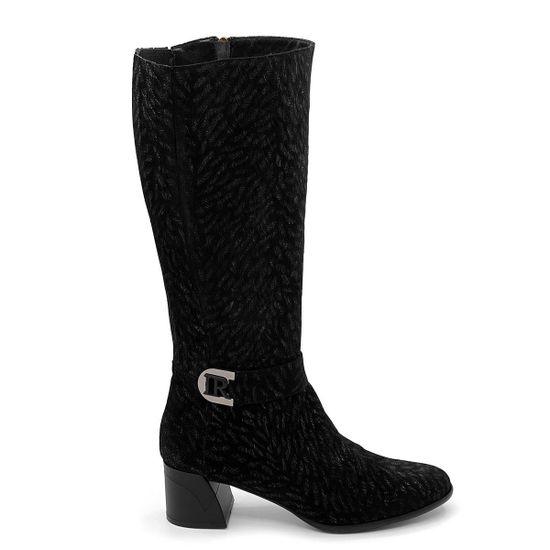 Сапоги Ilasio Renzoni черные замшевые МЕХ с лазерной обработкой - фото 1, 4600 IR