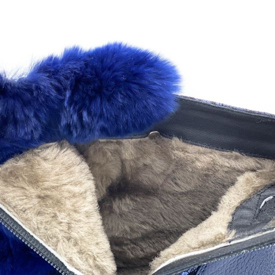 Ботинки Marzetti синие кожаные МЕХ - фото 6, 