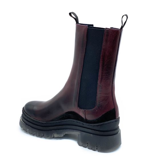 Ботинки челси Mimmu бордовые демисезонные комбинация кожи и замши - фото 3, E442E1 MIM MULBERRY