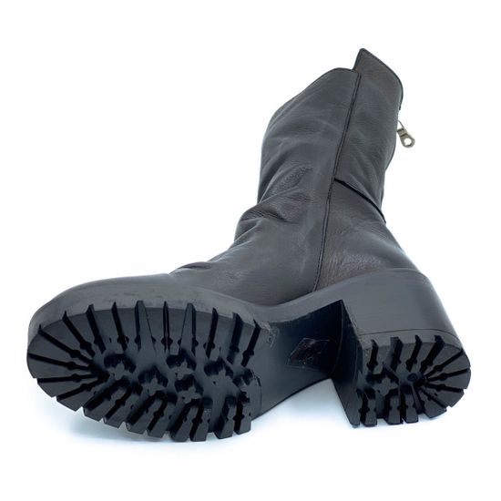 Полусапоги Mimmu черные кожаные демисезонные - фото 4, F228K6 MIM