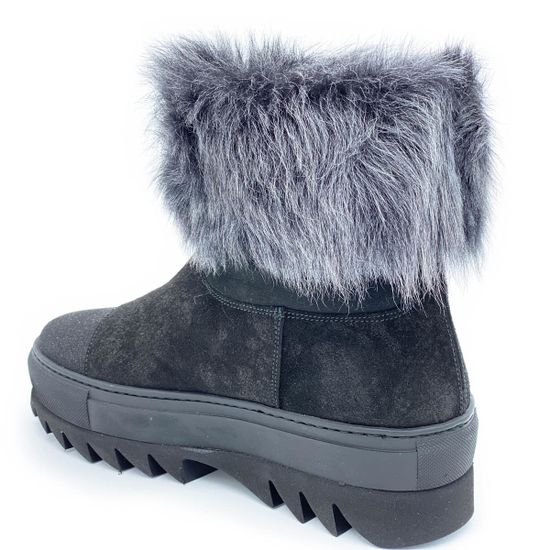 Полусапоги Pertini черные замшевые МЕХ - фото 3, 