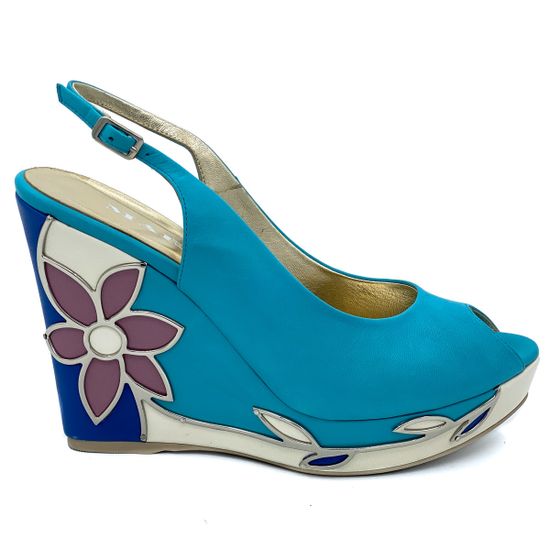 Босоножки Mara голубые кожаные - фото 1, 