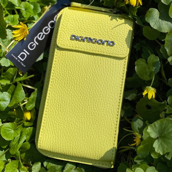 Сумочка кросс-боди Di Gregorio кожаная желтая - фото 2, 