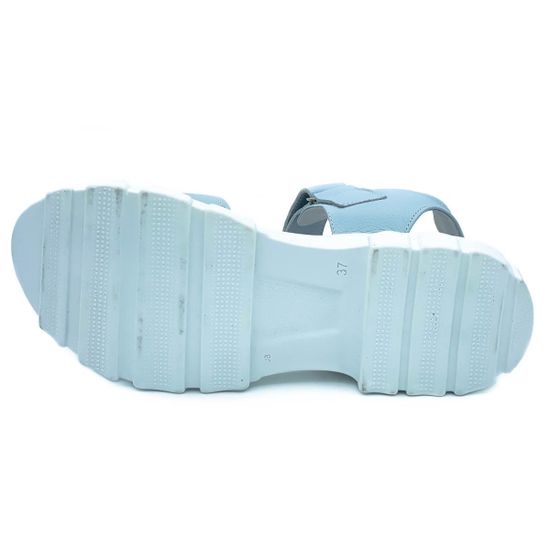 Босоножки Cover голубые кожаные - фото 4, 9051-5 COV