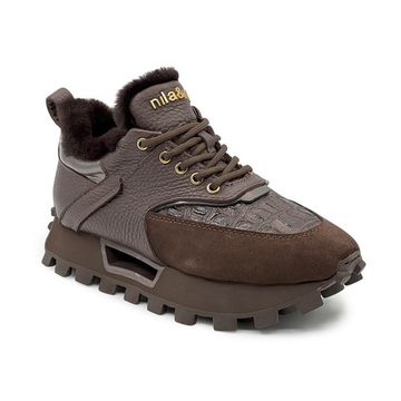 Кроссовки NILA&amp;NILA коричневые замша/кожа на меху - фото 2, NO9012M NIL TDM