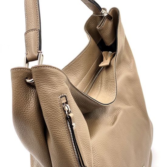 Сумка Di Gregorio бежевая кожаная - фото 4, 