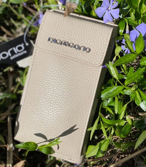 Сумочка Di Gregorio кросс-боди бежевая кожаная маленькая - фото 1, 