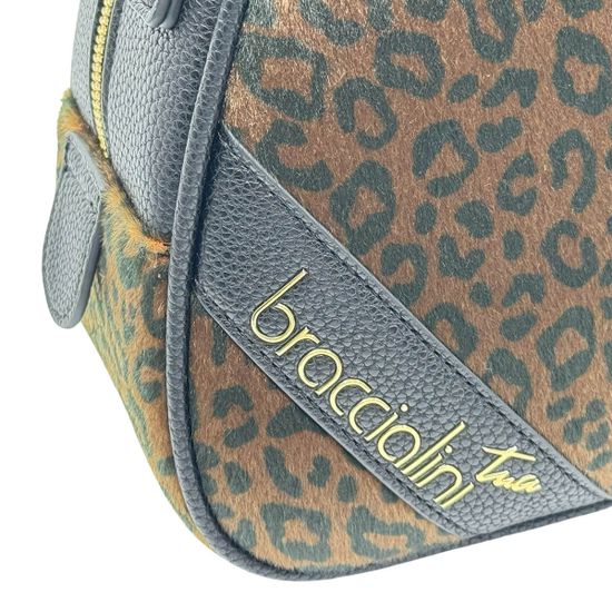 Сумка Braccialini черная/коричневая кожаная принт "леопард" - фото 5, B18693 P42 BRA