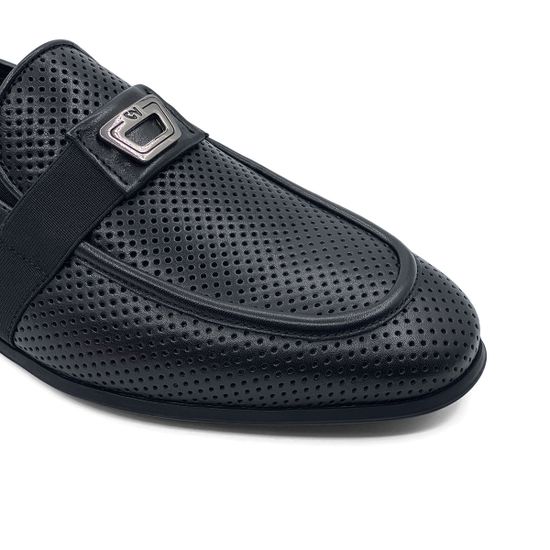 Лоферы GiamPieroNicola черные кожаные с перфорацией - фото 6, 44307 GPN NERO