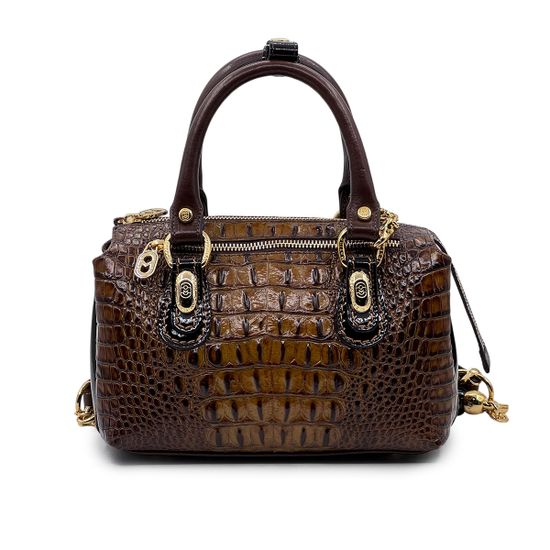 Сумка Marino Orlandi кожаная коричневая тиснение крокодил - фото 1, 4961 MO MORO