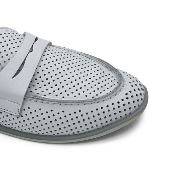 Лоферы Lab Milano белые кожаные перфорированные - фото 6, 173 LAB BIANCO