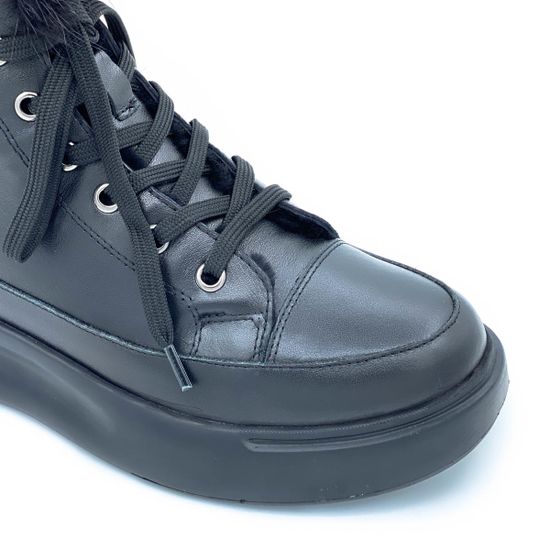 Ботинки Marcelo Lopez черные кожаные МЕХ - фото 6, RW08 ML