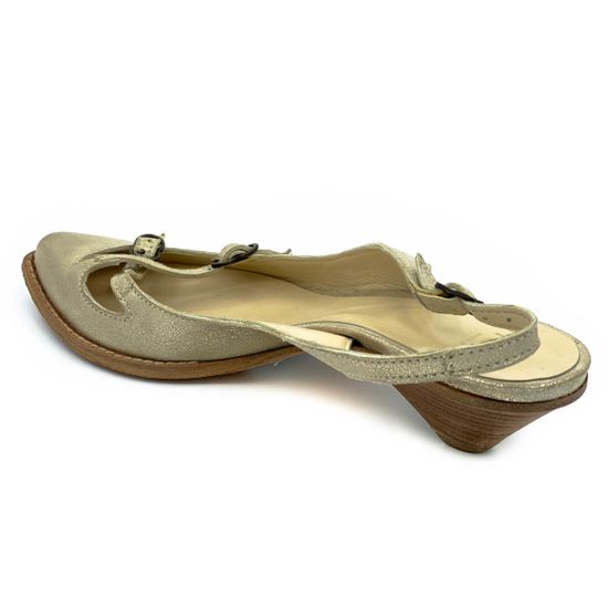 Босоножки Fru.it бежевые кожаные металлик - фото 3, 