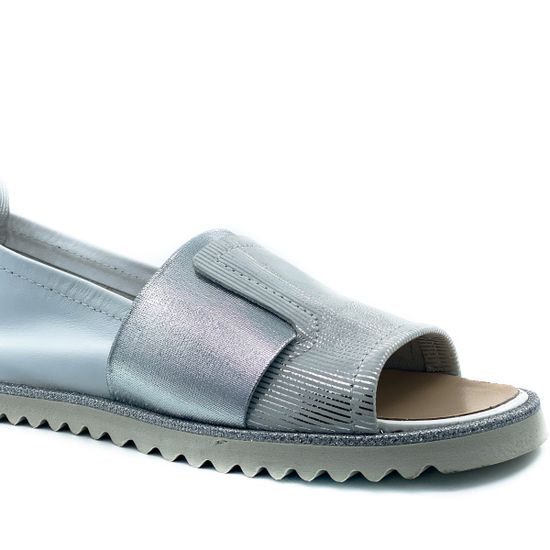 Слипоны Cover серебряные кожаные с открытым носом - фото 6, 
