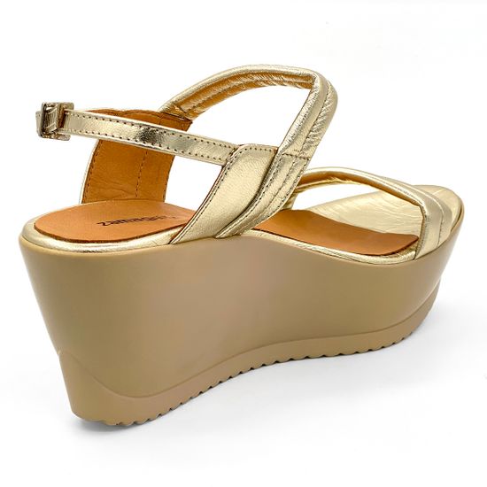 Босоножки Zamagni золотые кожаные на высокой платформе - фото 3, 2P791 ZAM