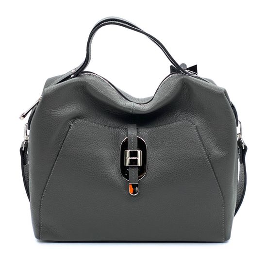 Сумка Di Gregorio серая кожаная - фото 1, 