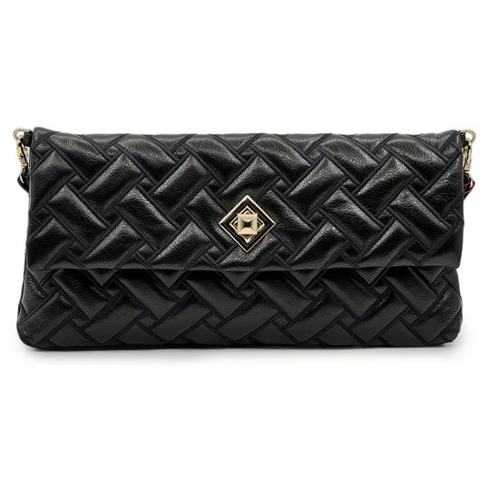 Сумка-клатч Marina Creazioni черная кожаная стеганая - фото 1, B6754 MC NERO