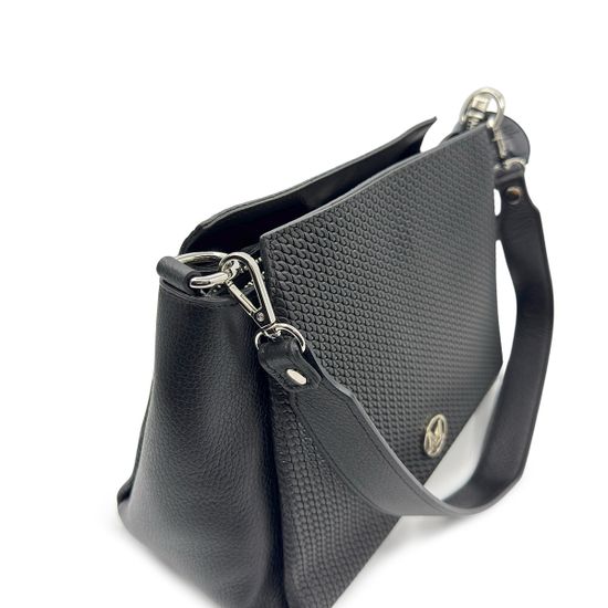 Сумка MOT CLE черная кожаная с &quot;серебряной&quot; фурнитурой - фото 4, EMILY MOT NERO SILVER