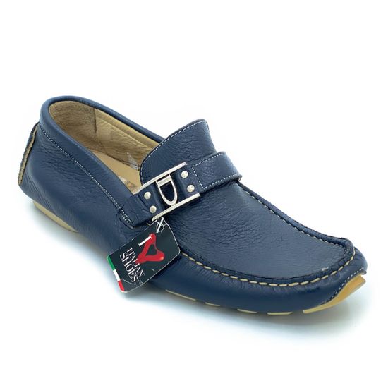 Мокасины Ernesto Dolani синие кожаные - фото 2, 