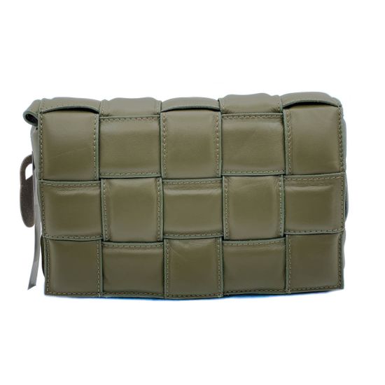 Сумка Di Gregorio зеленая кожаная плетеная - фото 1, 