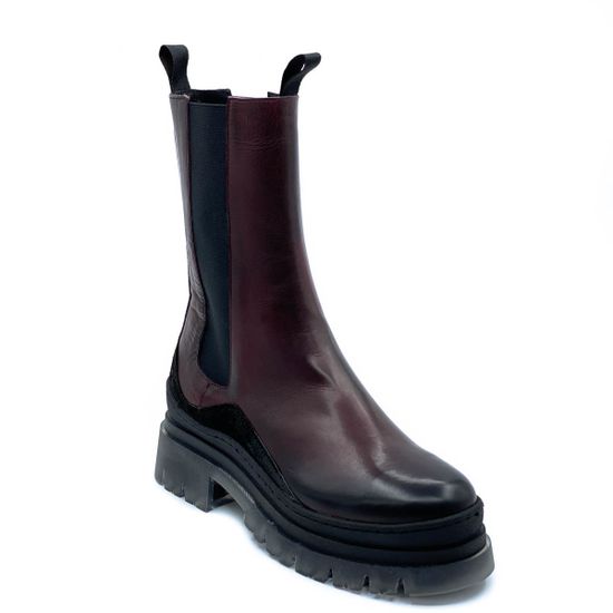 Ботинки челси Mimmu бордовые демисезонные комбинация кожи и замши - фото 2, E442E1 MIM MULBERRY