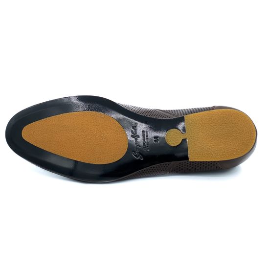 Слипоны Giampieronicola коричневые кожаные сквозная перфорация - фото 4, 18813 GPN