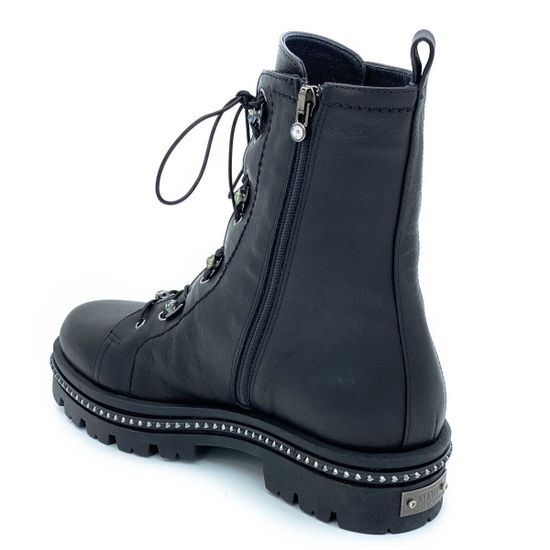 Ботинки Mara черные кожаные МЕХ - фото 3, 