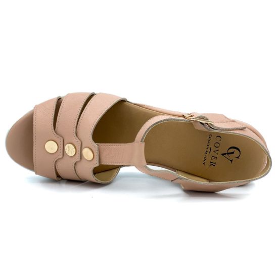 Босоножки Cover кожаные пудра - фото 5, 