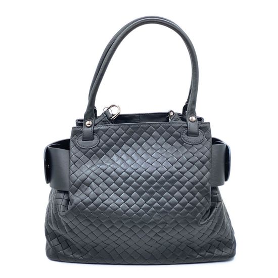 Сумка Renato Angi черная кожаная плетеная - фото 3, 