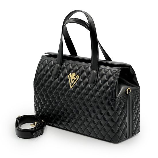 Сумка саквояж Valentino Orlandi черная кожаная - фото 2, 